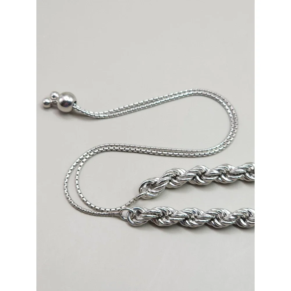 Vintage Milor 925 Sterling Silver Rope Chain 5mm Adjustable Necklace 18